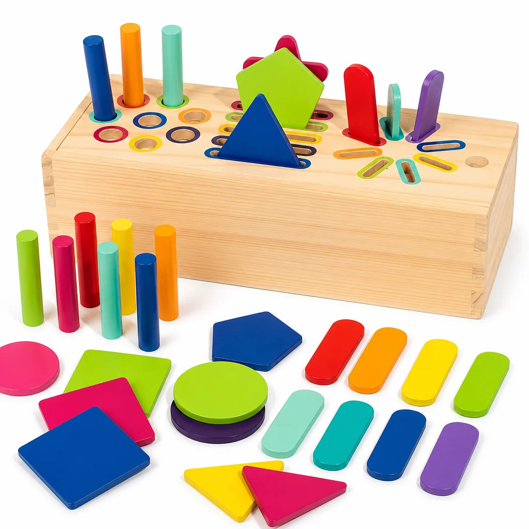 Holz Steckspiel mit bunten Formen